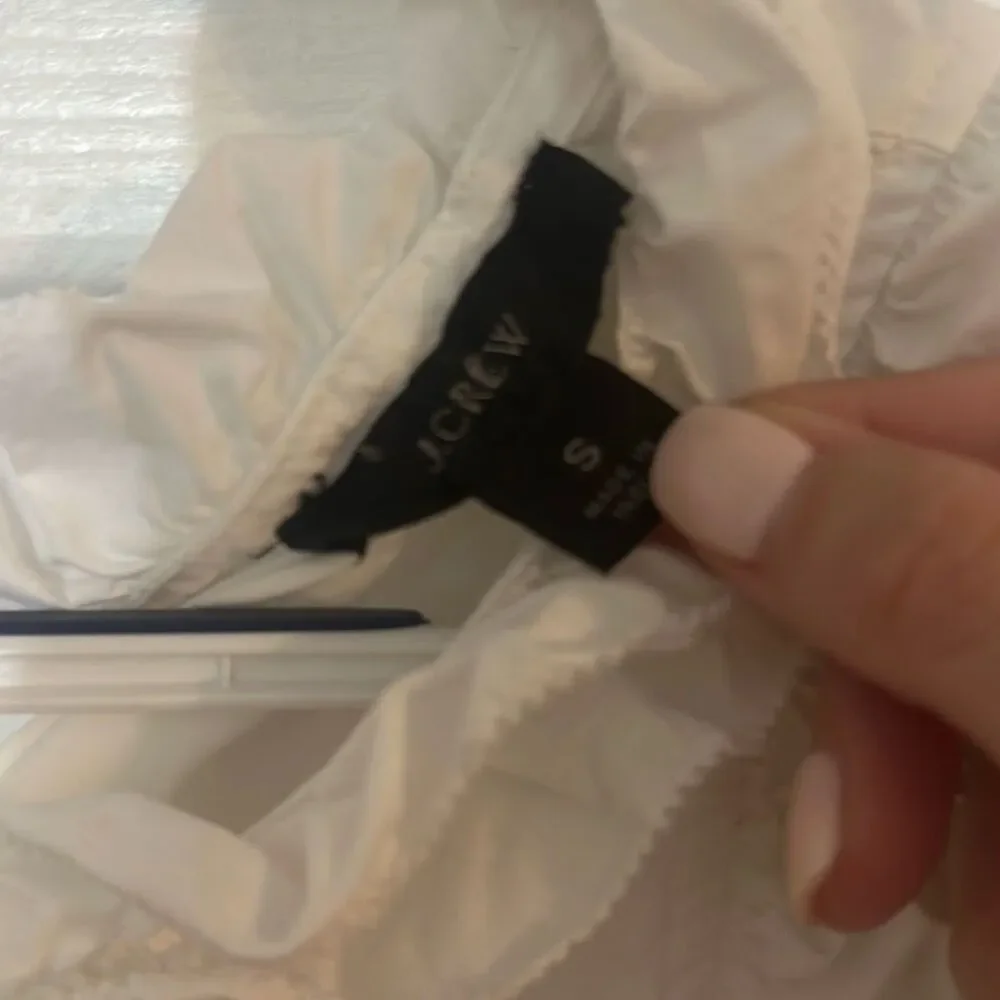 J. Crew Women's Cotton Sleeveless Keyhole Tie Back Ruffle Blouse Top White Small - Picture 3 of 9